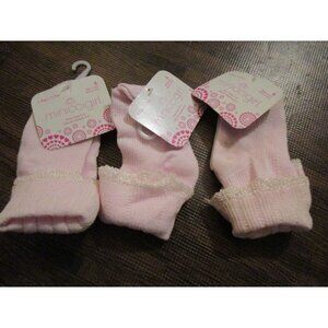 Miniccigirl Ruffled Girl Socks 3 Pair Size Small Fits Shoe Size 5-9 Pink